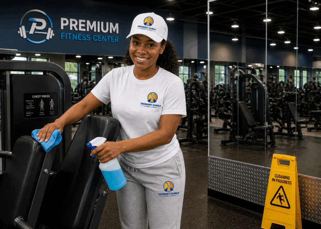 Penn Hills Fitness center weekly cleaning with Trowery Family Cleaning company