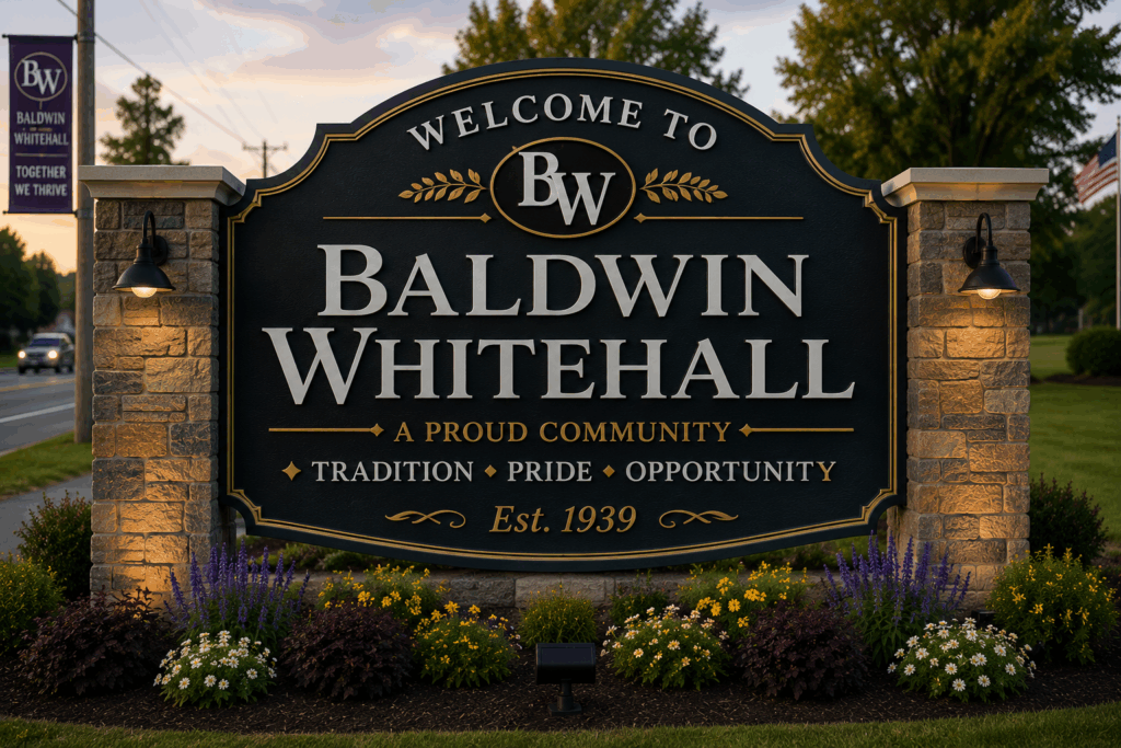 Whitehall/Baldwin welcome sign